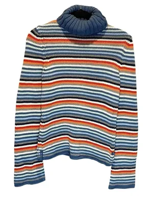 American Eagle Vintage Striped Chunky Knit Turtleneck Sweater - Medium thumbnail 1