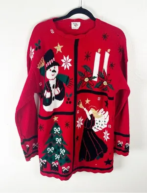NUTCRACKER Red Long Sleeves Christmas Graphic Prints Sweater Medium thumbnail 1