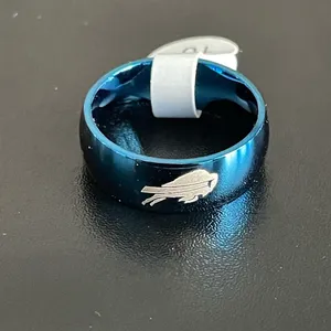 Blue stainless steel buffalo bills ring size 10 thumbnail 6