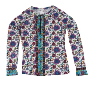 Nanette Lepore Long Sleeve Floral Zip Rash Guard Swim Shirt Size Large thumbnail 2
