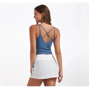 Vuori Rib‎ V-Neck Tank Top Cropped Pool Blue Small thumbnail 2