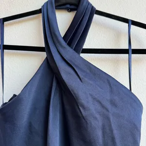 BHLDN Anthropologie Ruby Twist Halter Satin Maxi Gown Navy Blue Size 0 / XS thumbnail 4
