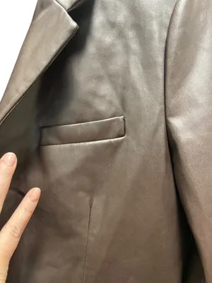 Zara Faux Leather One Button Classic Blazer Brown Size S Minimalist Fall Preppy thumbnail 11