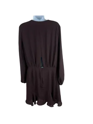 Krisa Womens Long Sleeve Wrap Dress Size M Brown Flowy Fit Polyester thumbnail 3
