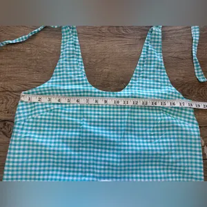 Amanda Uprichard‎ teal gingham sleeveless dress size large thumbnail 6