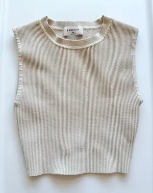Aritzia Babaton Sculpt Knit Tank Cream Ivory Ribbed Sleeveless Size XS thumbnail 1