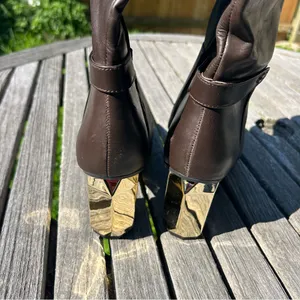 Franco Sarto Tiera Brown Leather High Shaft Heeled Boots‎ size 10 thumbnail 7