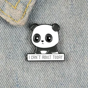 Panda I Can’t‎ Adult Today Brooch Pin Enamel Black/White thumbnail 4