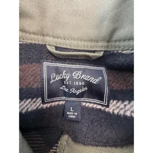 Lucky Brand Women Olive Green Plaid Back Utility Military Jacket Large 7W30591 thumbnail 3