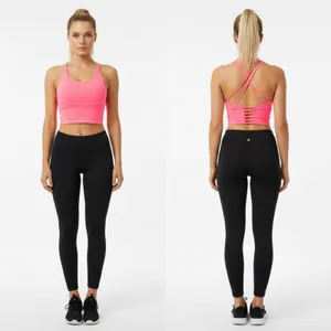 Savvi Hot Pink Strappy Back Cropped Athletic Sport Bra Top New S thumbnail 7