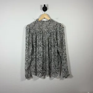 Free People Women’s Lela Floral Ruffle Sheer Blouse Ivory Combo Size S thumbnail 10