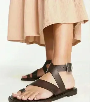 Free People Romeo Leather Wrap Sandals Mocha Brown‎ $98 Fairy Peasant Hippie thumbnail 1