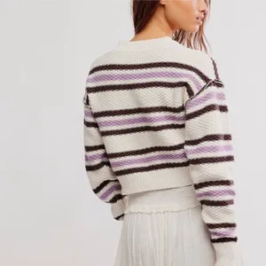 NWT Free‎ People | FP Lila Stripe Cardi / Ivory Combo Sz Small thumbnail 4