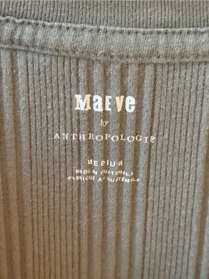Anthropologie Maeve Green Ribbed Notch Neck Long Sleeve Henley thumbnail 4