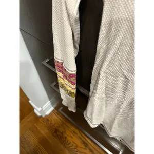 Free People OB1203408 In The‎ Mix Jacquard Cuff Top Linen Combo XS thumbnail 3