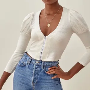 Reformation Einkorn Ribbed Puff Long Sleeve Top thumbnail 1