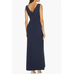 NWT Eliza J Ruffle Front‎ Sleeveless Floor Length Gown in Navy Blue thumbnail 13