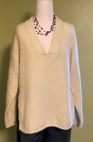 Urban Outfitters Soft Cream V-Neck Sweater thumbnail 1