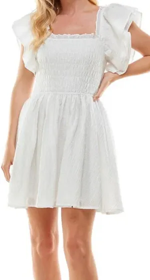 TCEC | NWOT | Ruffle Sleeve Mini Dress | L | White | CD02530 thumbnail 6