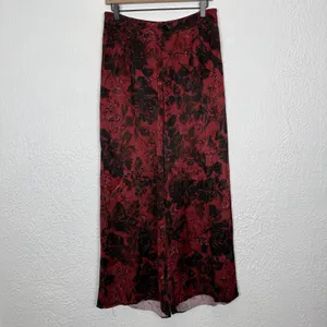 By Anthropologie Low Rise Pleated Floral Satin Trousers Wide Leg Size 6 thumbnail 2