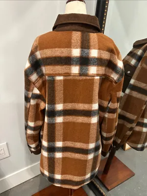 Magnolia BoutiqueBrown Plaid Utility Shacket with Corduroy Accents thumbnail 6