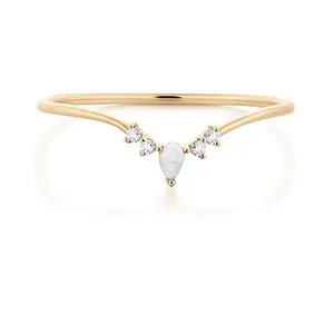 NEW Beautiful Chevron Opal Ring,‎ Pretty Pearl Ring, Size 6 thumbnail 2