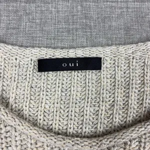 Oui Sweater Womens 12 Beige Crew Neck Long Sleeve Chunky-Knit Pullover thumbnail 4