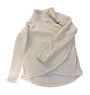 Athleta Cozy Karma Asym Pullover M/P Gray Heather Zip Neck Petite Sweatshirt thumbnail 1
