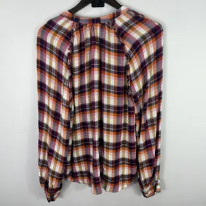 Pilcro Plaid Button Up Shirt Women Medium Ruffle Cottage Academia Preppy Western thumbnail 7