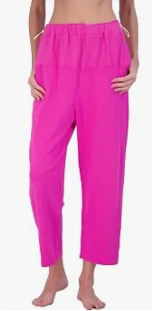Free People Hot Pink Cropped Wide Leg Surfside Jogger Pants - Size Medium thumbnail 1