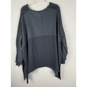 Free People My Girl Oversized Knit Tunic Top‎ Distressed Bohemian Blue Women's S thumbnail 7