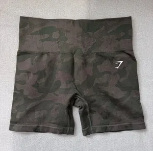Gymshark Camo High-Waist Seamless Bike Shorts - Olive Green thumbnail 1