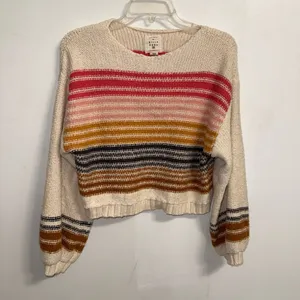 $60 PRE-OWNED Billabong Seeing Multi-Colored Stripes Cropped Pullover Sweater M thumbnail 5