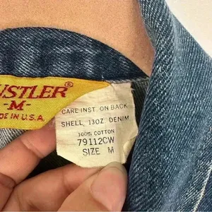 Vintage Rustler Jacket Medium Wash Boxy Crop Denim Trucker Jean Womens‎ Medium thumbnail 7