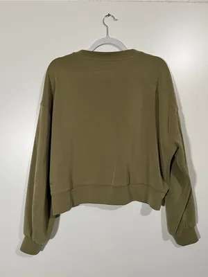 Lululemon Softstreme Perfectly Oversized Crop Crewneck Sweatshirt Bronze Green thumbnail 4