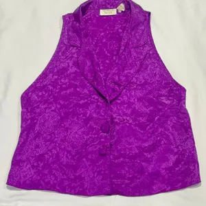 Vintage Victoria’s Secret Gold Label Purple Jacquard Satin Vest M thumbnail 1