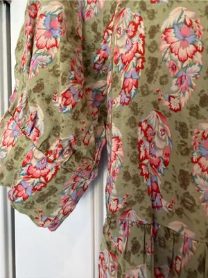 Natural Life Long Maxi Floral Cottage Core Dress XS Prairie Feminine Short Sleev thumbnail 6