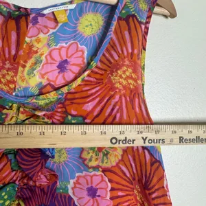 Leifsdottir anthropology Silk Floral Ruffle Sleeveless Blouse Multicolor Size‎ 4 thumbnail 6