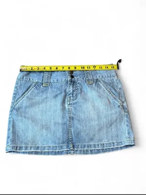 Express Light Wash Denim Mini Skirt Size 4 Y2K Low Rise Cotton Jean Skirt thumbnail 5