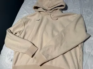 Nike sportswear club fleece Women oversized Beige Pullover Hoodie size S thumbnail 9