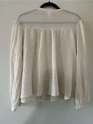 H&M Cream Cotton Linen Crochet Lace Peasant Top Medium Cottagecore Poet Prairie thumbnail 8
