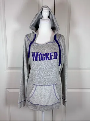 Wicked Musical Hoodie Womens Medium Gray Purple Logo Broadway Theater Lounge Top thumbnail 2