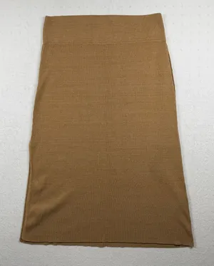 Free People Ribbed Knit Midi Skirt Women’s Medium Brown Side Slit Stretch thumbnail 1