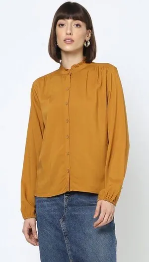 Tommy Hilfiger mustard yellow button down blouse in S thumbnail 1