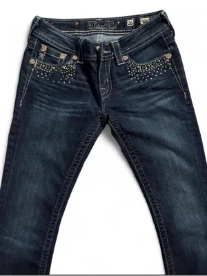 Miss Me Dark Indigo Boot Cut Jeans with Rhinestone Pockets thumbnail 4
