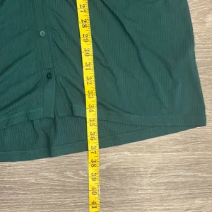 Abercrombie & Fitch Emerald Green Ribbed Ruched Long Sleeve Mini Shirt Dress XL thumbnail 9