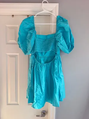 A New Day Blue Puff Sleeve Mini Dress thumbnail 4