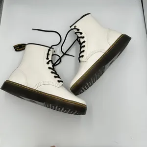 Dr. Martens Zavala White Leather Combat Boots Lace Up Womens 9 Grunge Festival‎ thumbnail 2