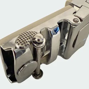 Falari Automatic Ratchet Belt Size Medium‎ Adjustable Buckle Gray Leather Strap thumbnail 4