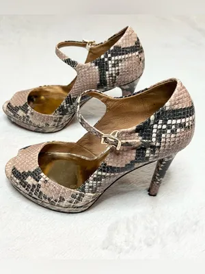 Coach Snake Print Peep Toe Mary Jane High Heels Size 6 Shawna Python Animal thumbnail 3